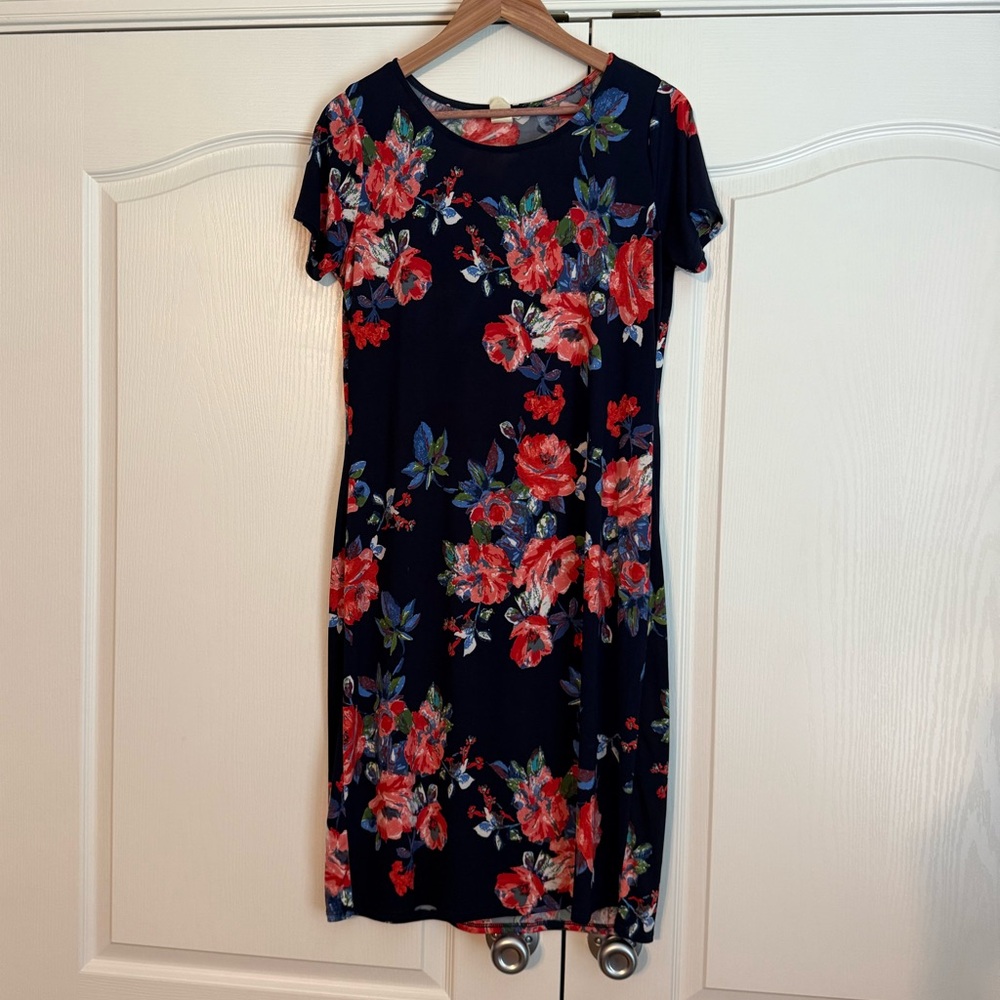Navy Floral Midi Dress